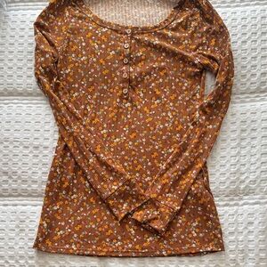 Rust Floral Long Sleeve Tee